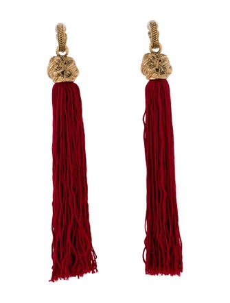 Yves Saint Laurent 'Logo' Tassel Clip-On Drop Earrings
