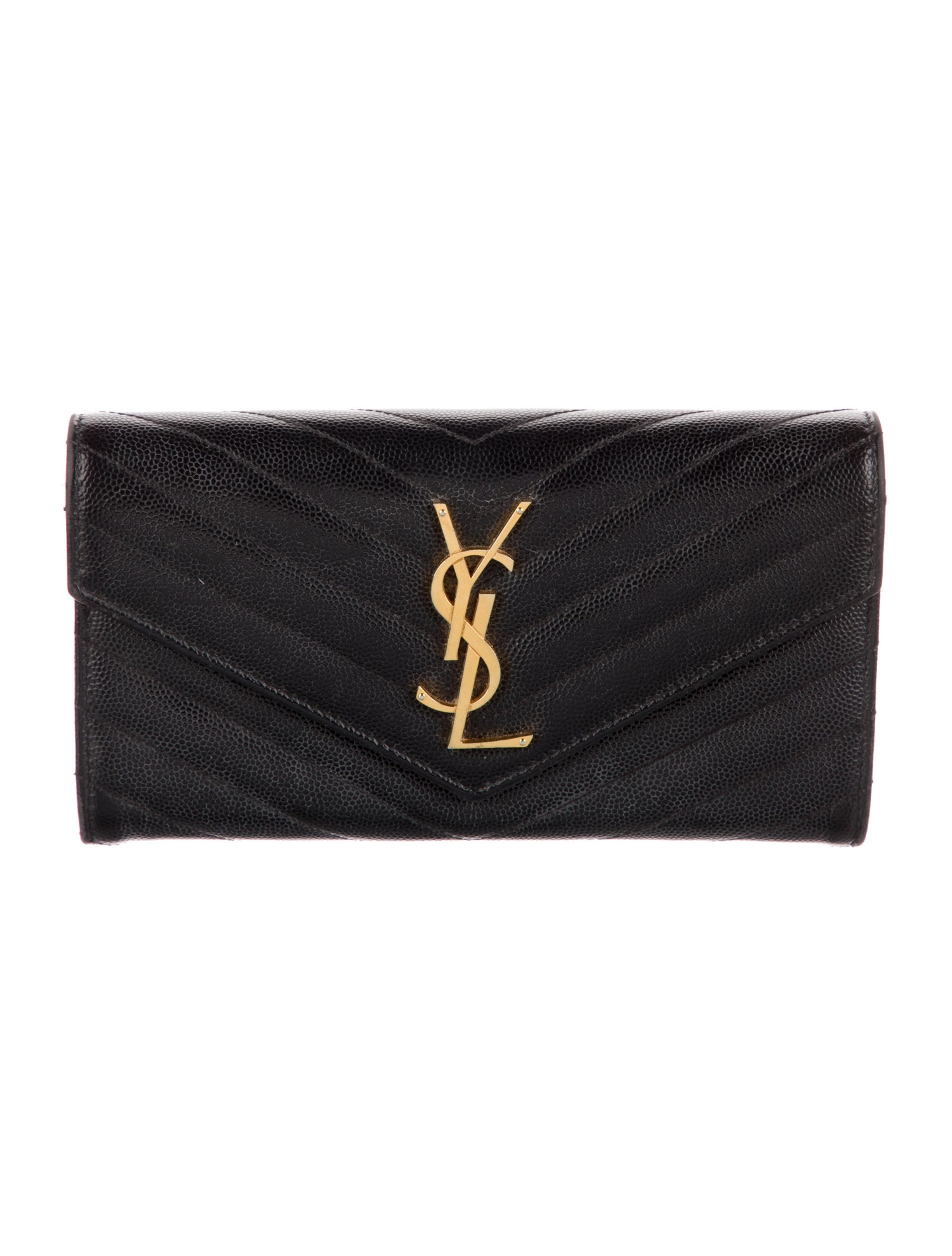 Yves Saint Laurent Matelassé Monogram Flap Wallet Leather Wallet