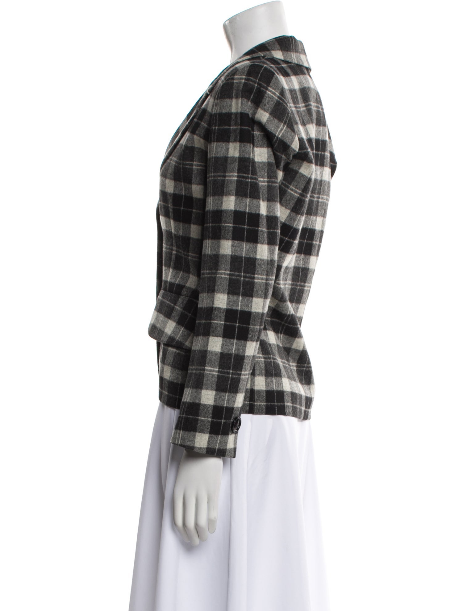 Yves Saint Laurent Wool Plaid Print Blazer
