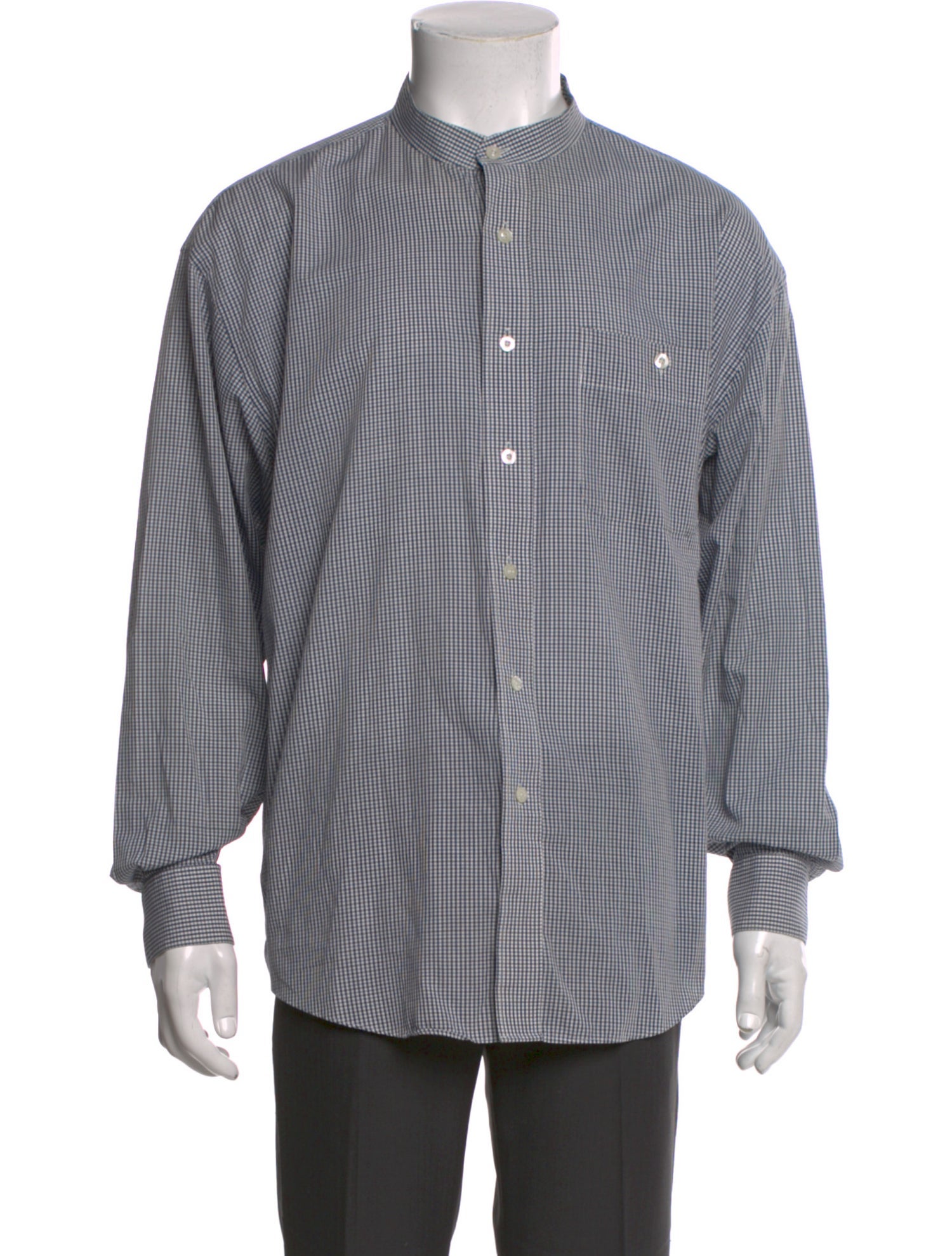 Yves Saint Laurent Plaid Print Long Sleeve Dress Shirt