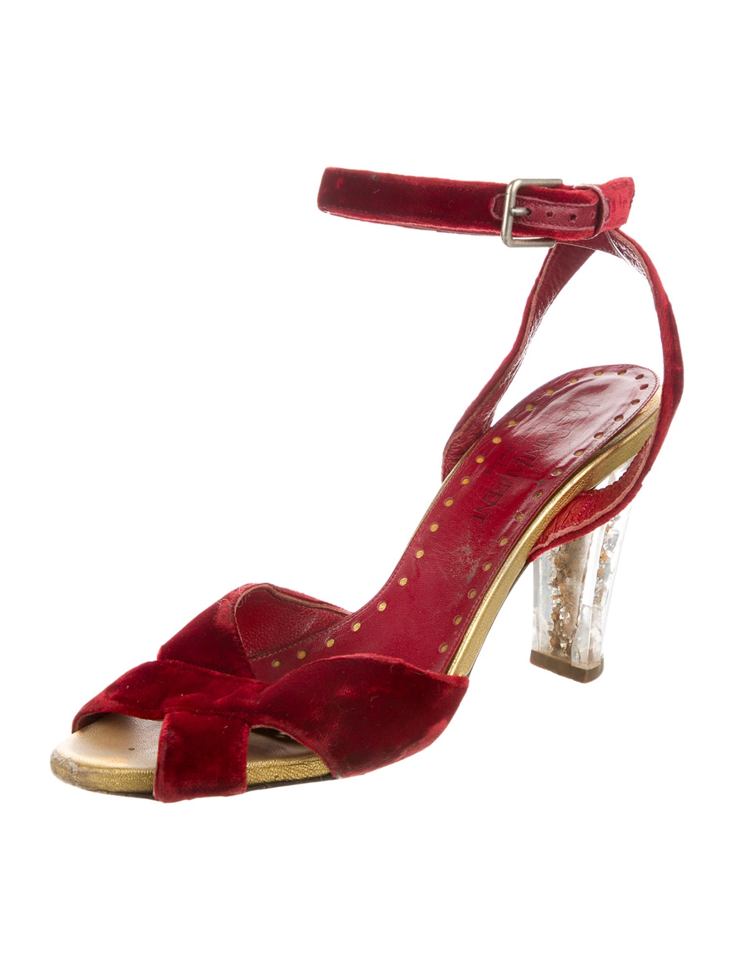 Yves Saint Laurent Rive Gauche Velvet Sandals