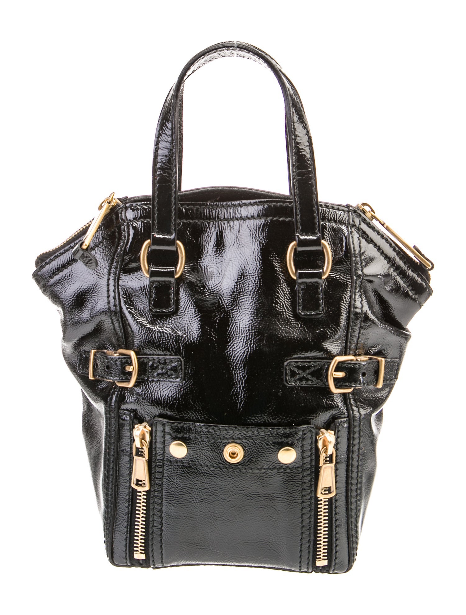 Yves Saint Laurent Rive Gauche Leather Patent Downtown Handle Bag