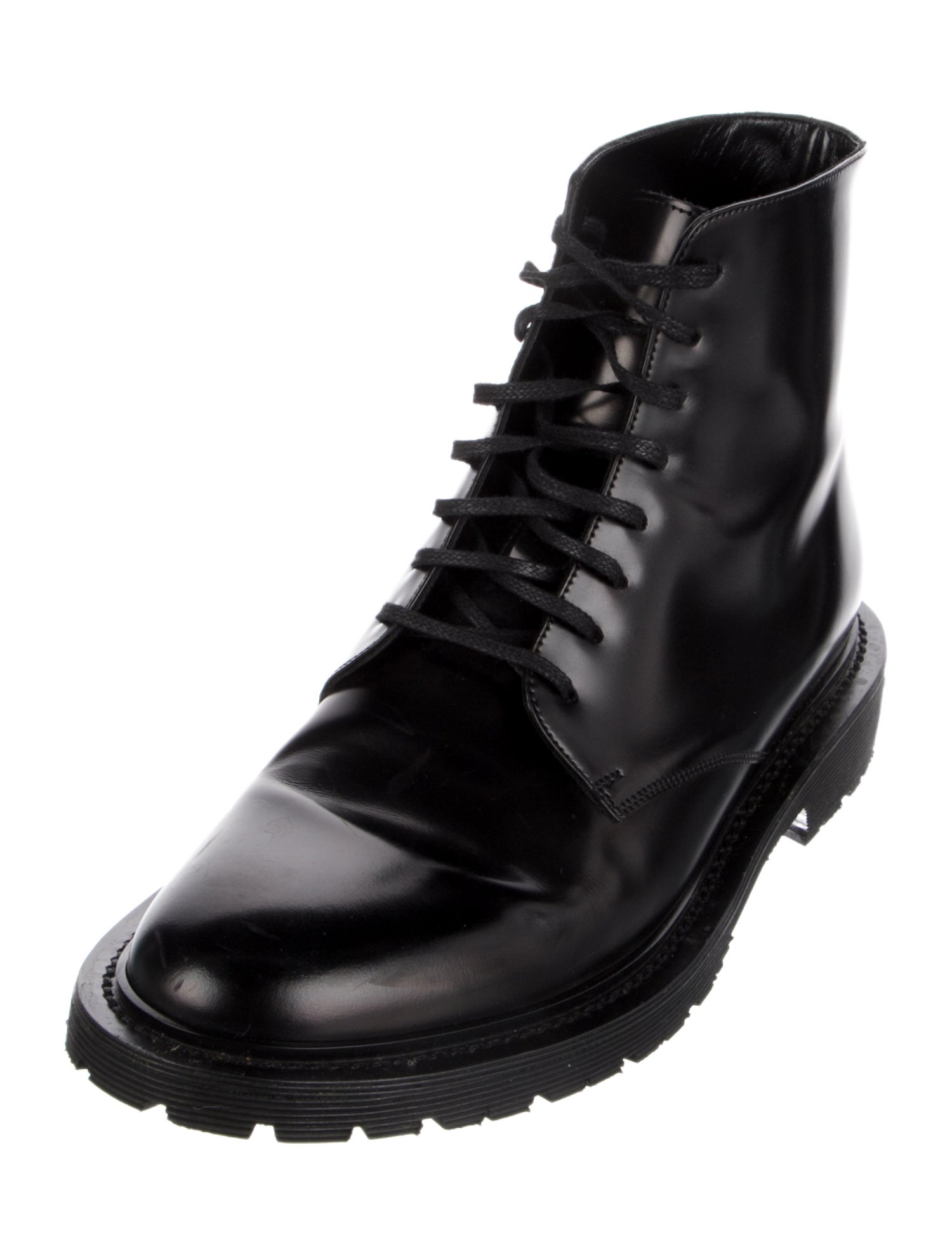 Yves Saint Laurent Patent Leather Combat Boots