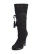 Yves Saint Laurent Suede Tassel Accents Lace-Up Boots