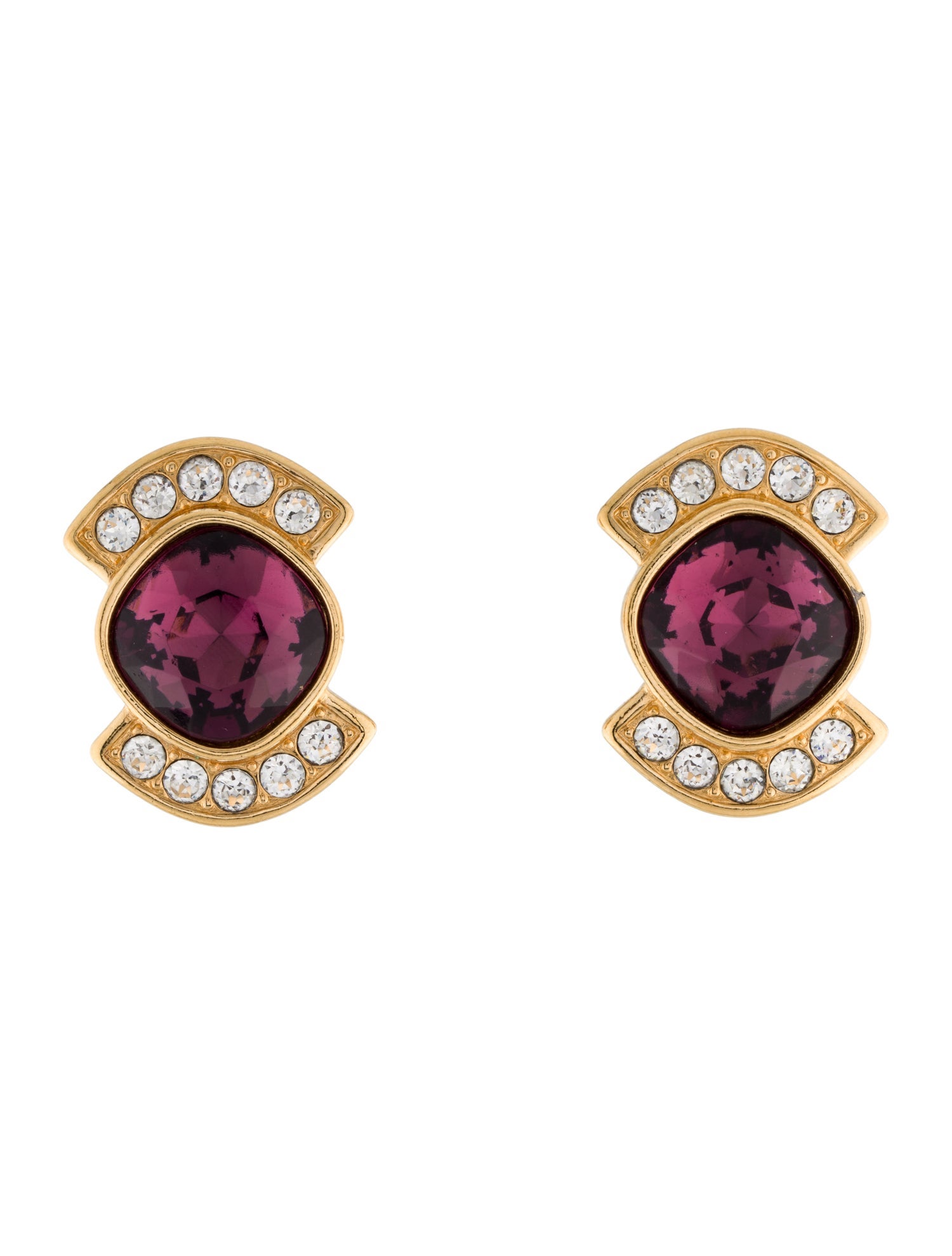 Yves Saint Laurent Vintage Crystal Clip On Earrings