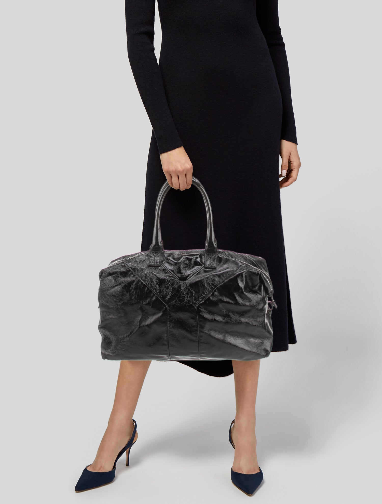 Yves Saint Laurent Rive Gauche Patent Leather Boston Handbag