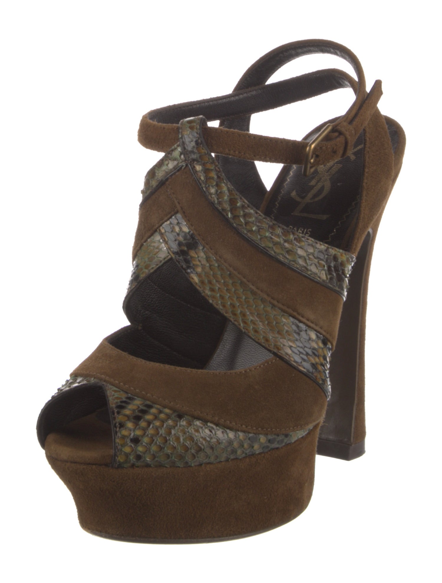 Yves Saint Laurent Suede Animal Print Slingback Sandals