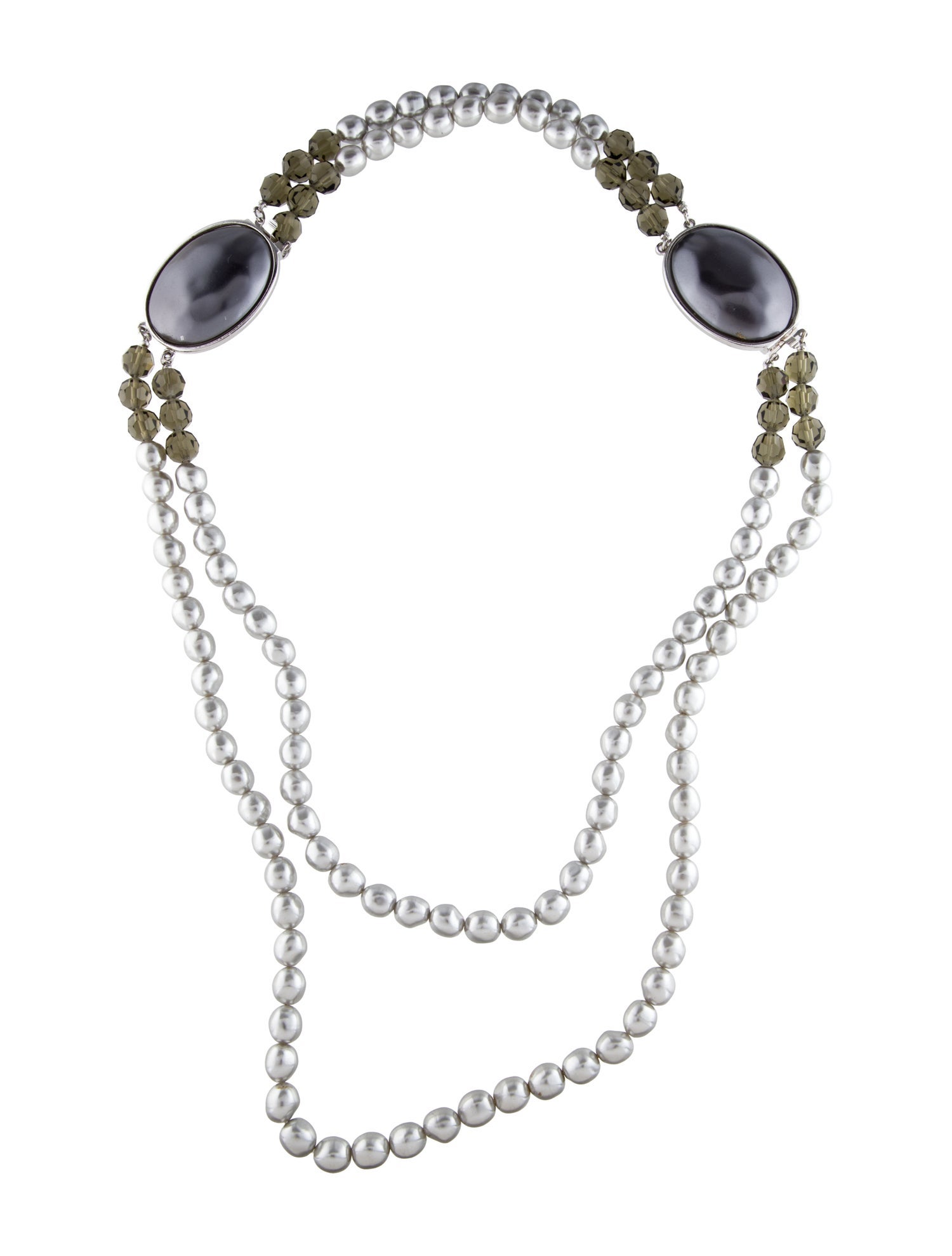 Yves Saint Laurent Vintage Faux Pearl & Bead Double Strand Necklace