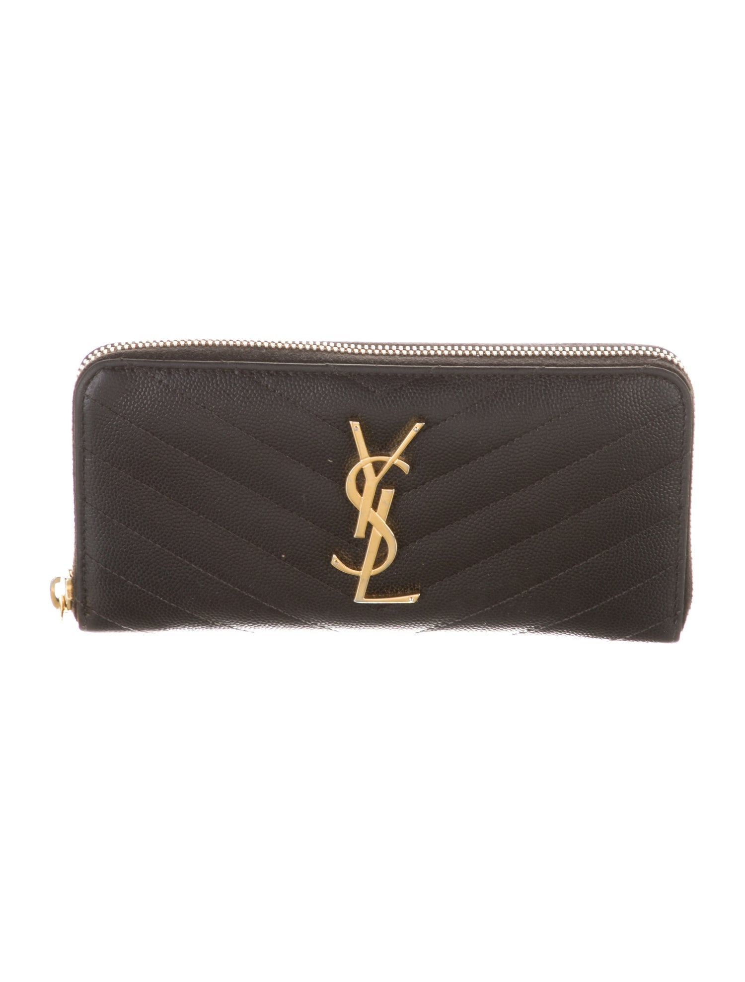 Yves Saint Laurent Chevron Leather Continental Wallet