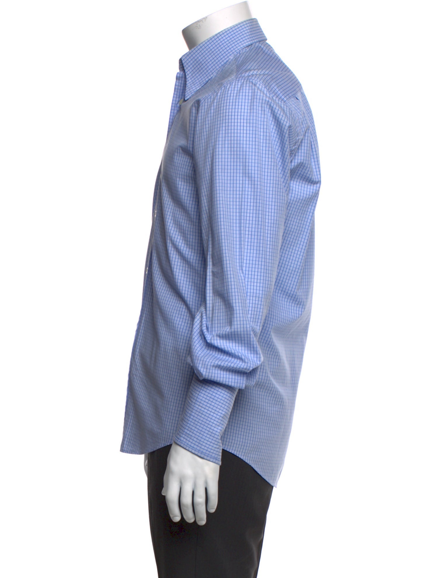 Yves Saint Laurent Plaid Print Long Sleeve Dress Shirt