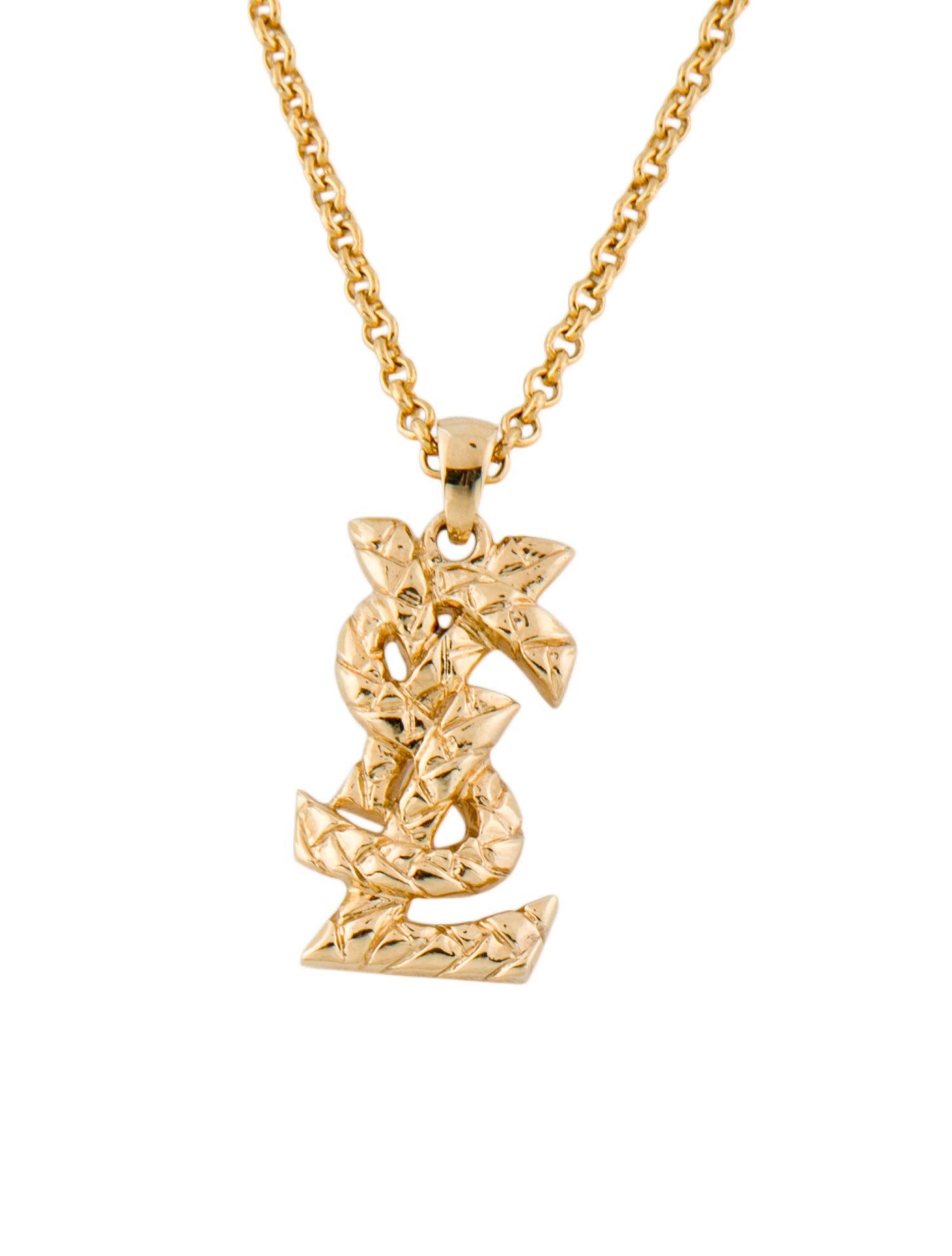 Yves Saint Laurent Vintage Logo Pendant Necklace