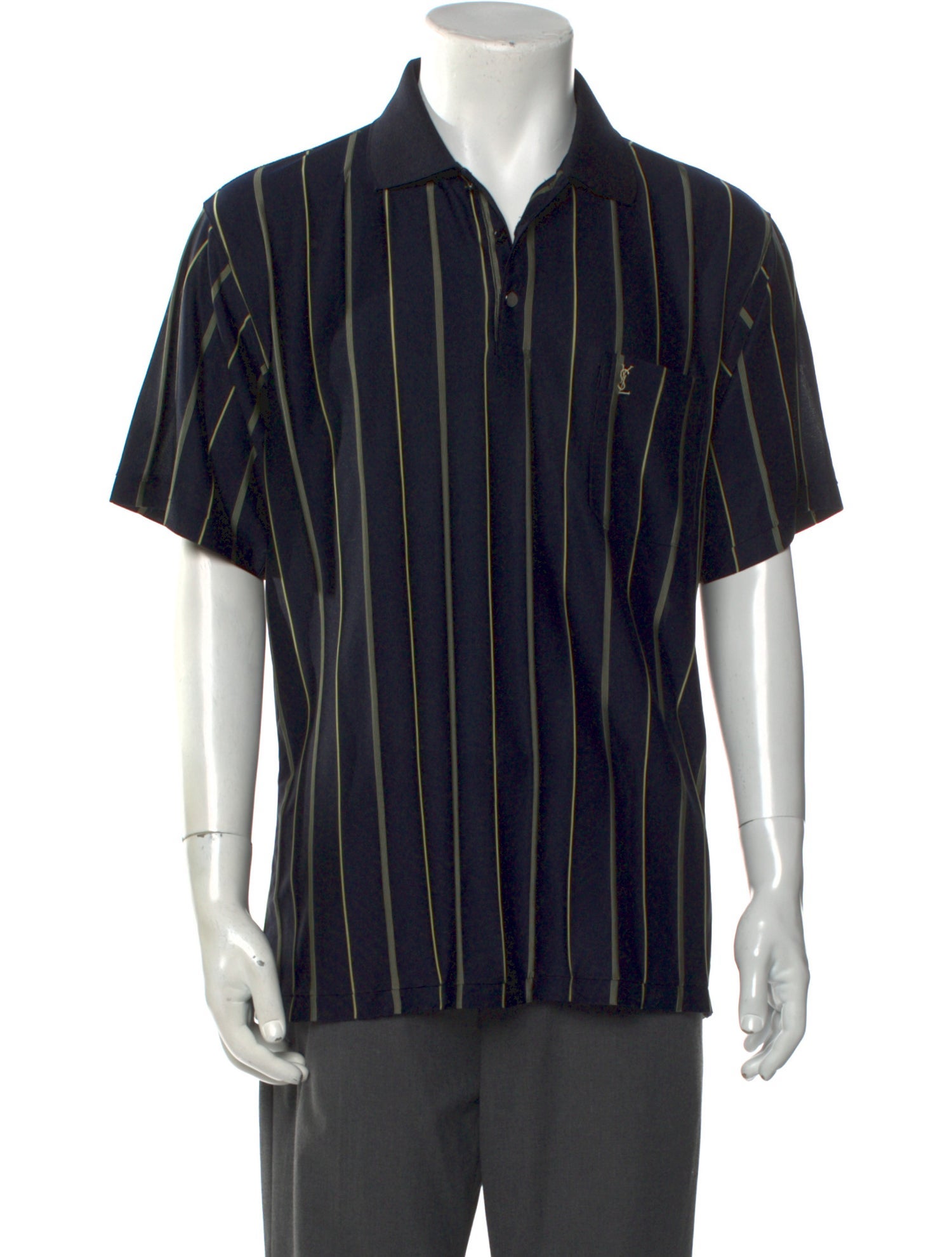 Yves Saint Laurent Silk Striped Polo Shirt