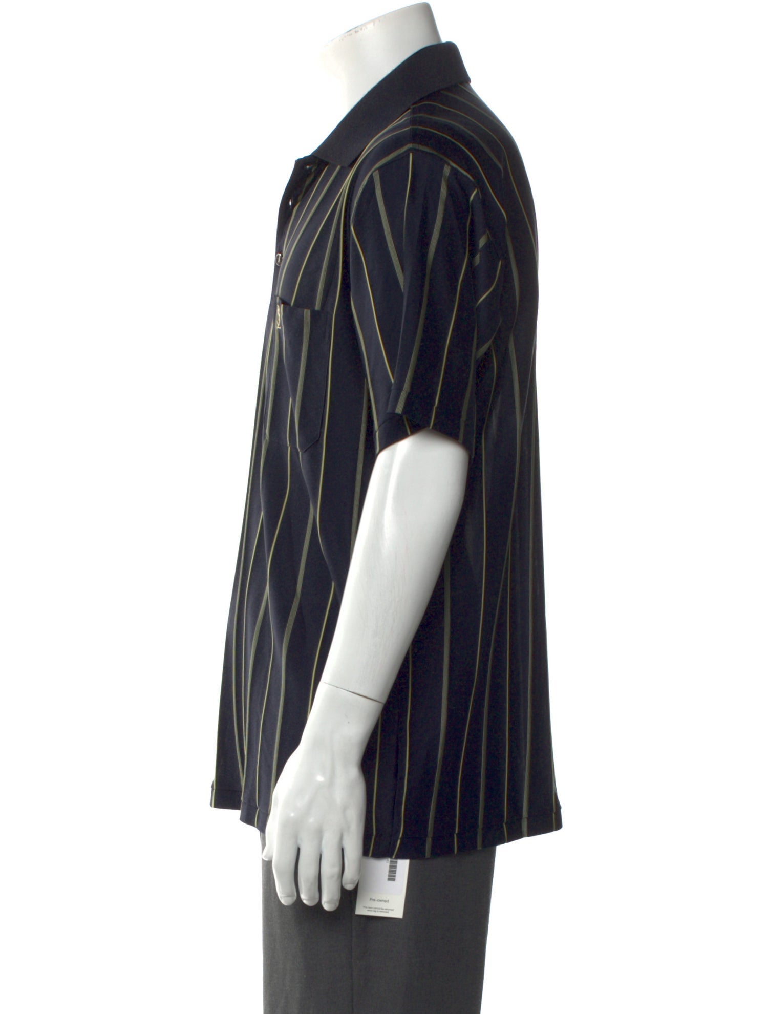 Yves Saint Laurent Silk Striped Polo Shirt