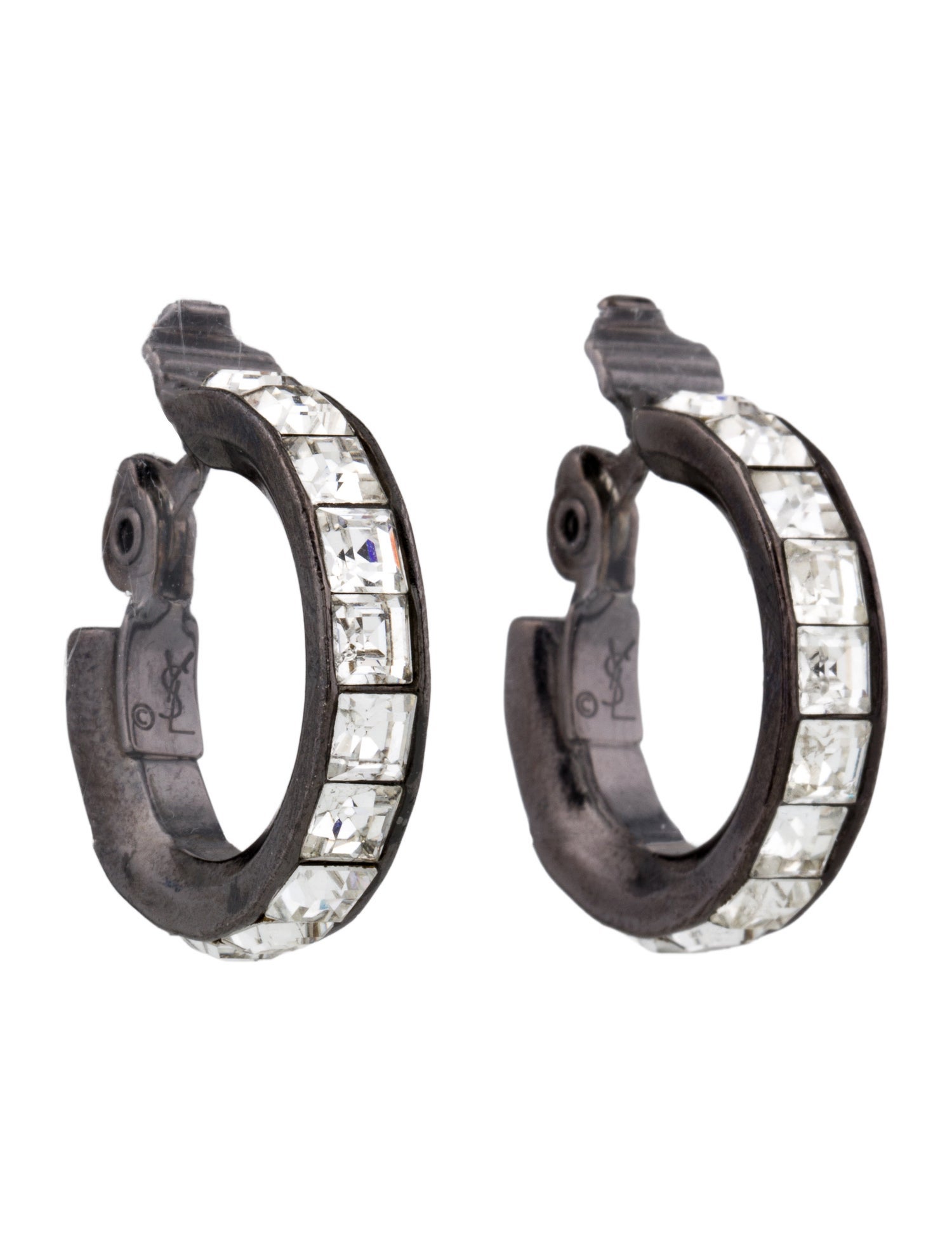 Yves Saint Laurent Crystal Clip-On Hoop Earrings