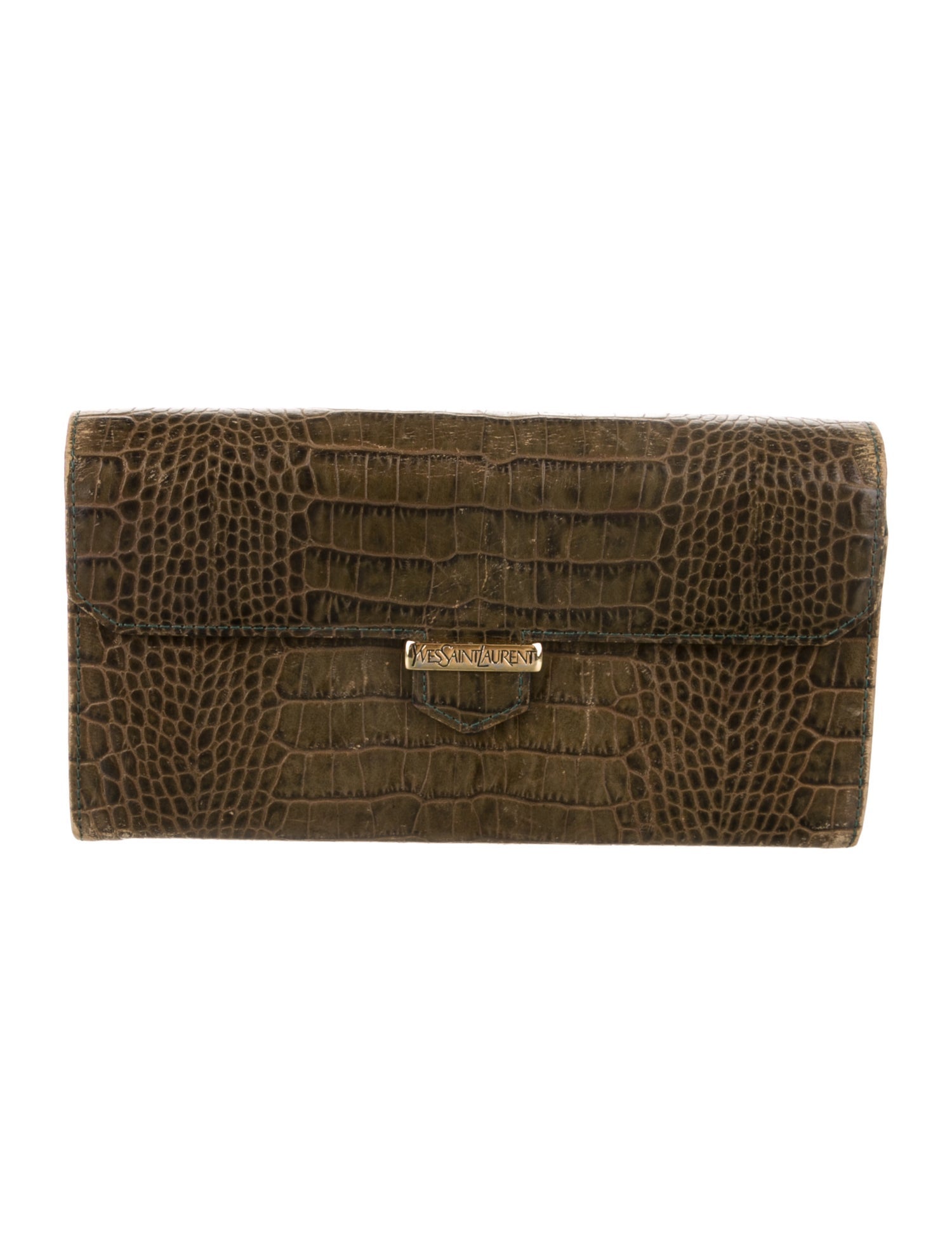 Yves Saint Laurent Alligator Animal Print Continental Wallet