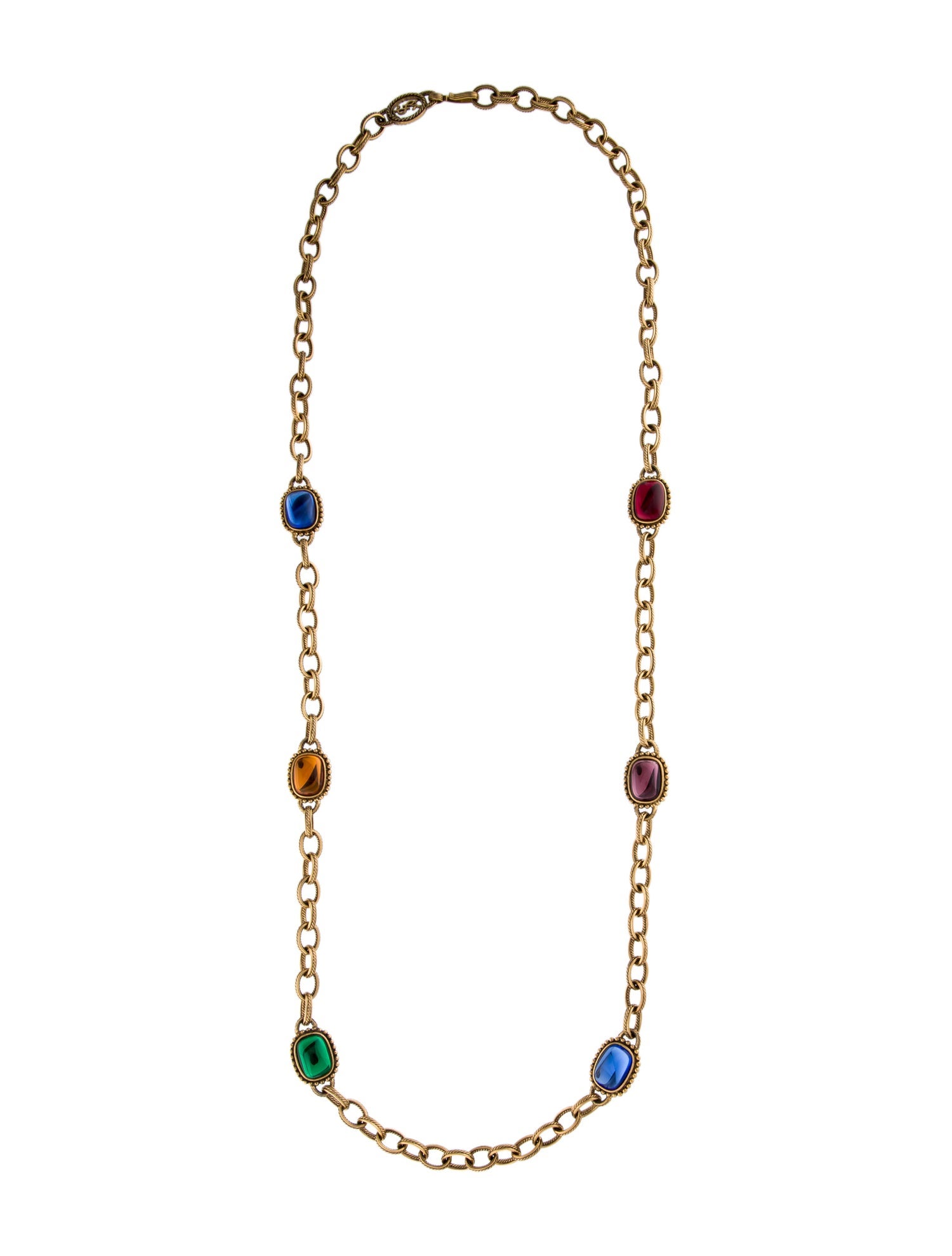 Yves Saint Laurent Vintage Dotted Glass Station Necklace