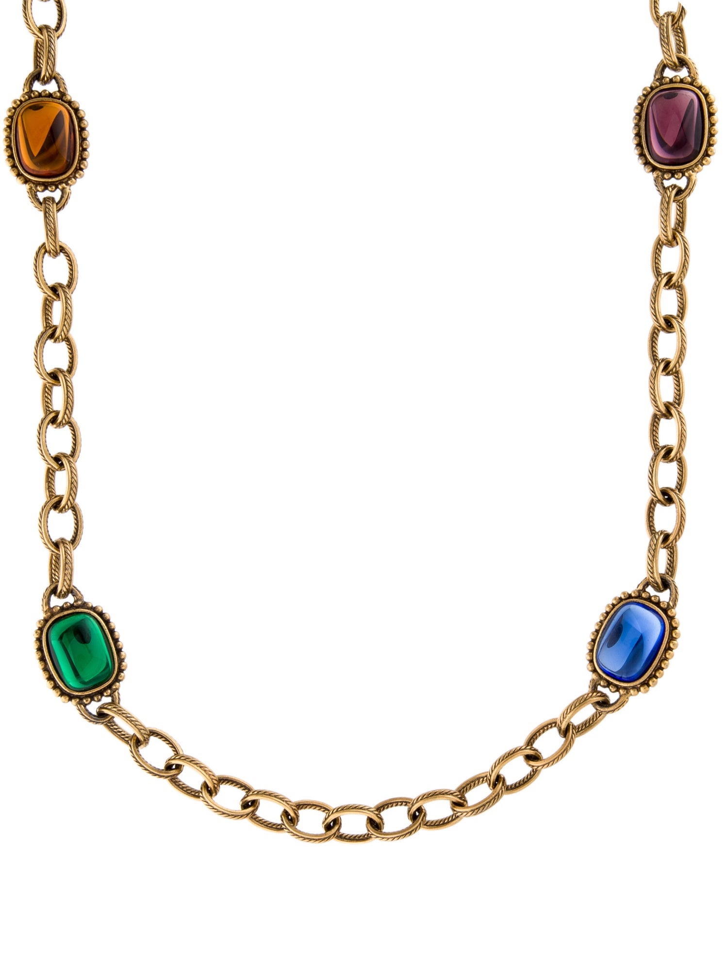 Yves Saint Laurent Vintage Dotted Glass Station Necklace