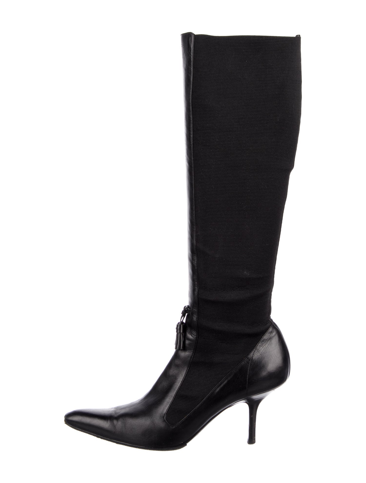 Yves Saint Laurent Leather Tassel Accents Sock Boots