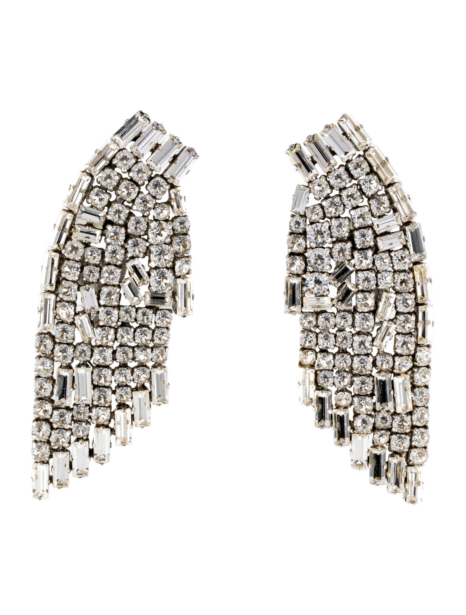 Yves Saint Laurent Crystal Cascading Smoking Clip-On Earrings