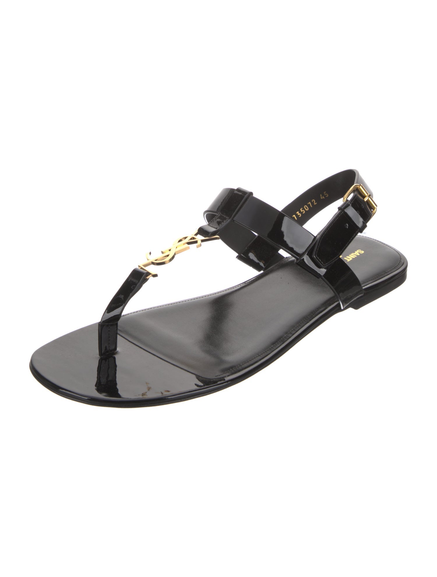 Yves Saint Laurent Chevron Patent Leather Sandals