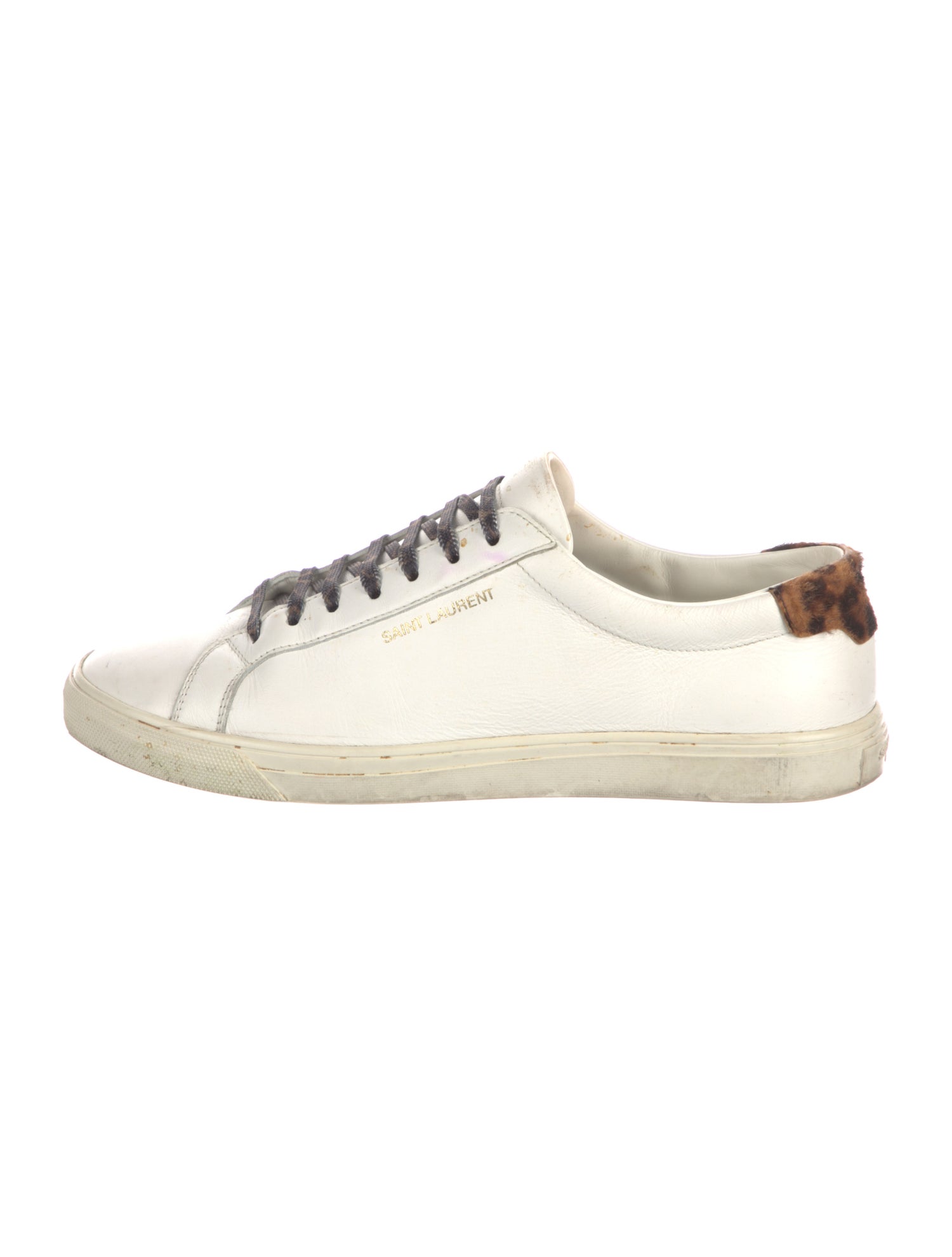 Yves Saint Laurent Leather Fur Trim Sneakers