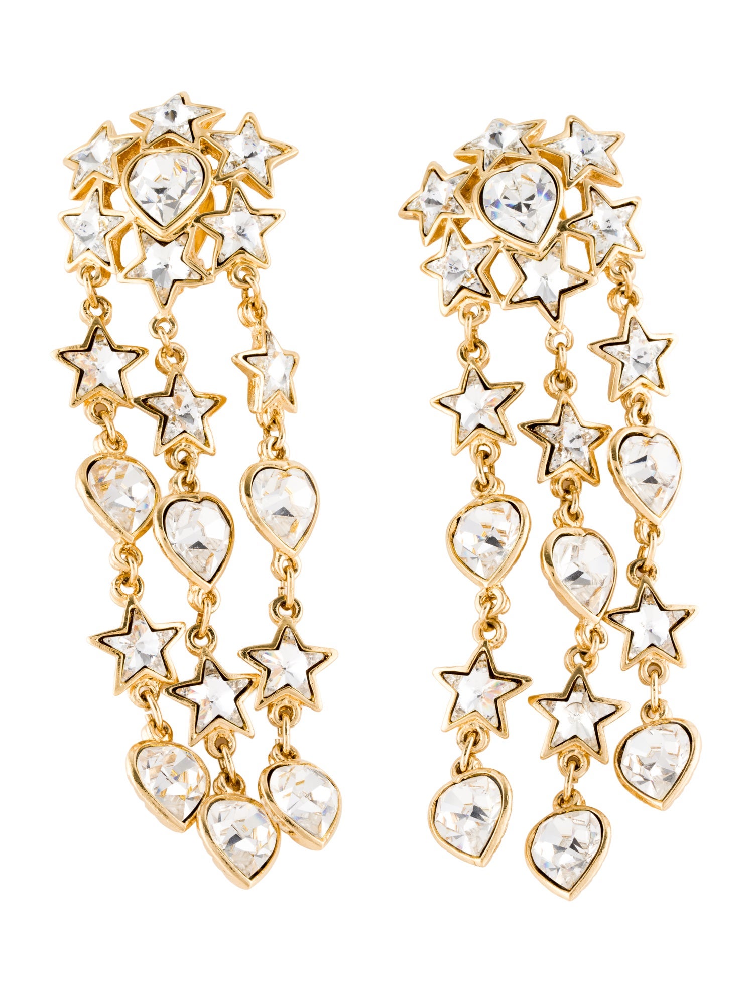 Yves Saint Laurent Vintage Crystal Star Chandelier Clip-On Earrings