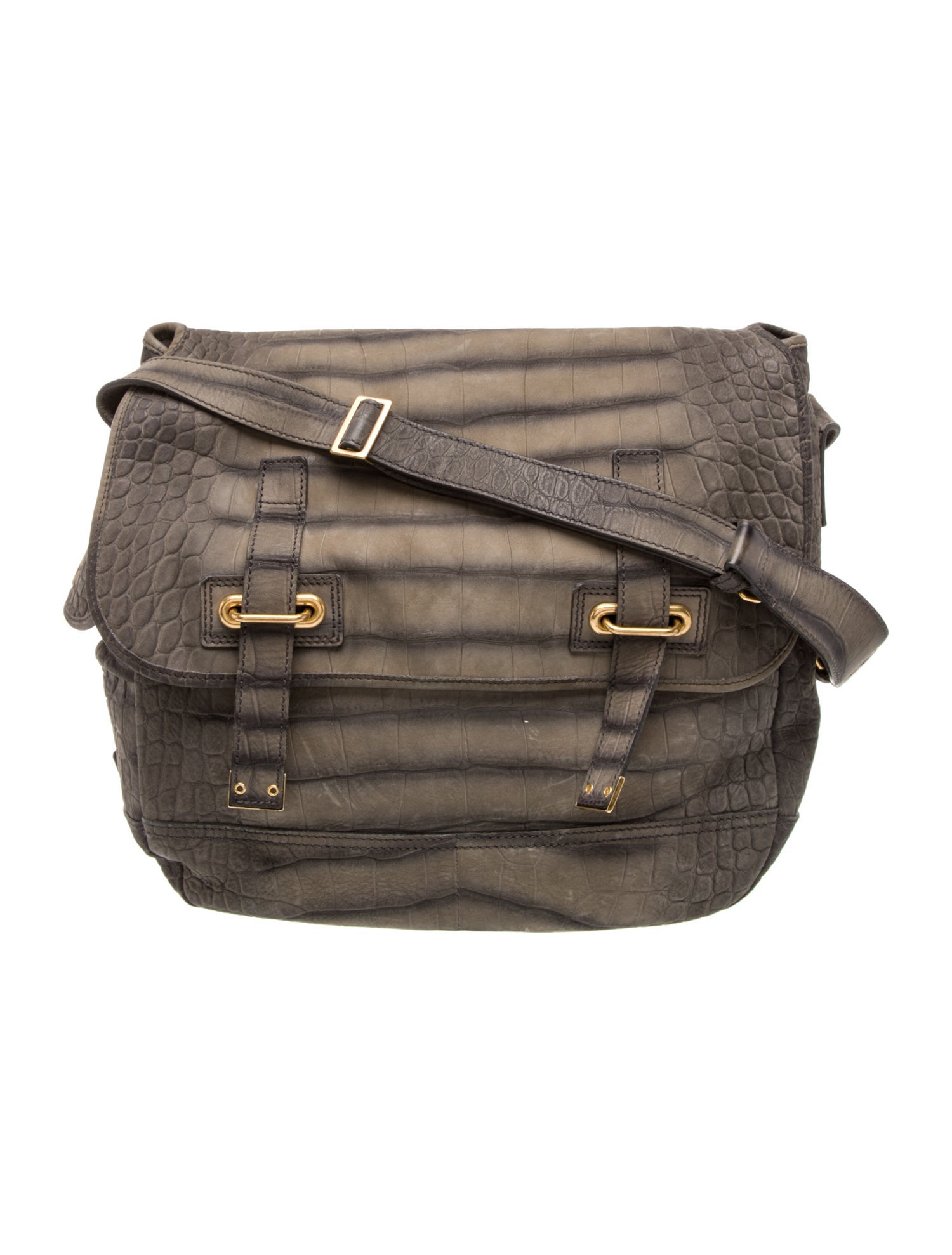 Yves Saint Laurent Embossed Leather Messenger Bag