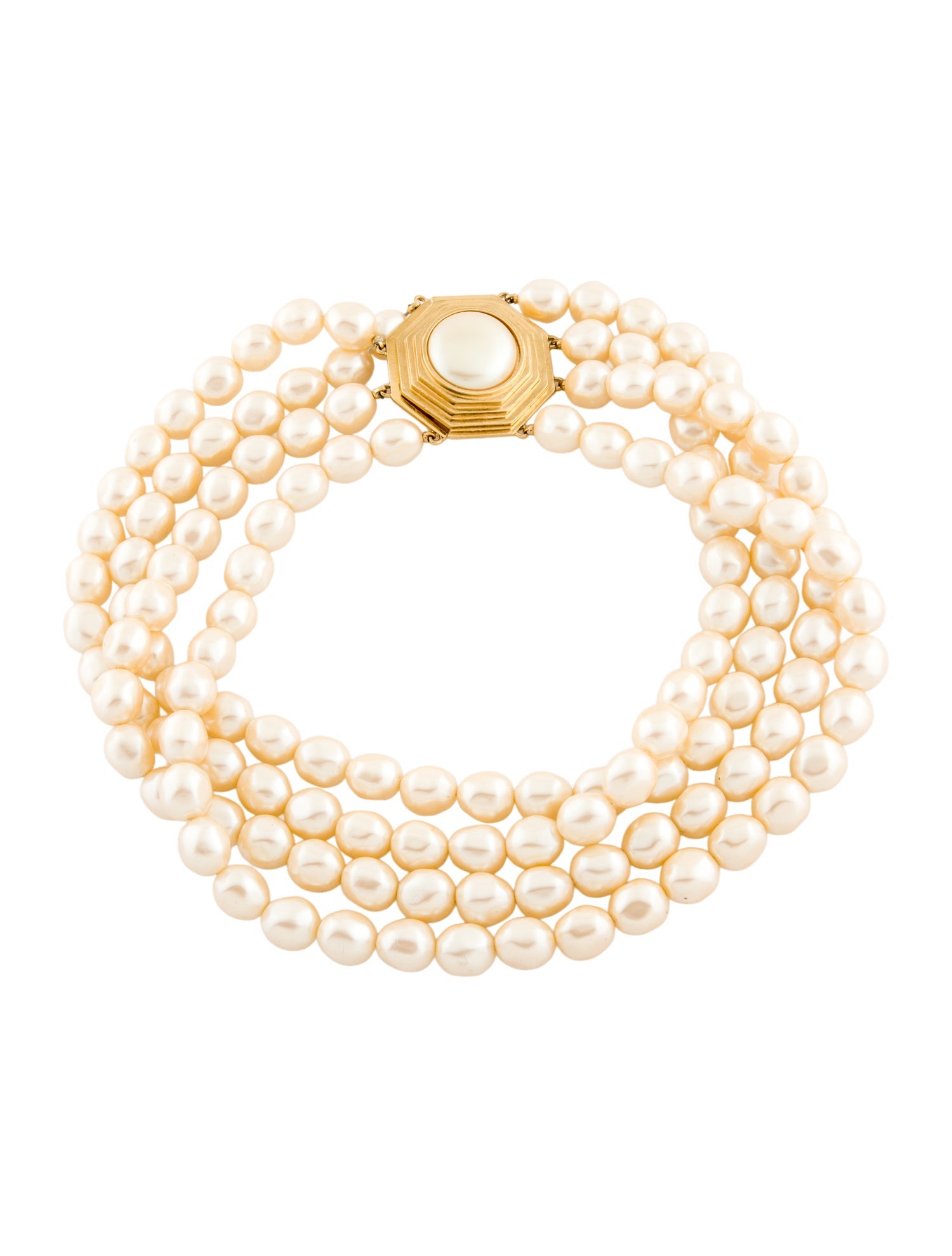 Yves Saint Laurent Faux Pearl Multistrand Necklace