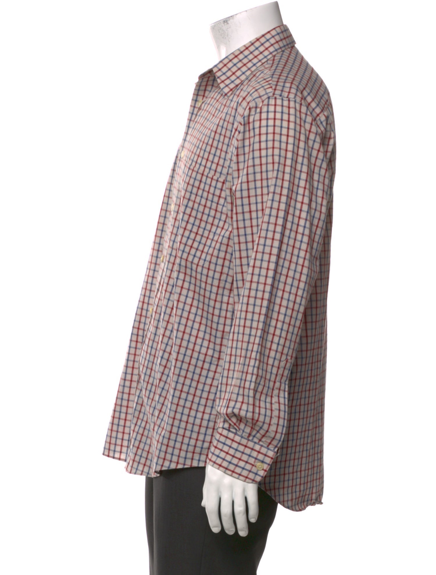 Yves Saint Laurent Plaid Print Long Sleeve Shirt