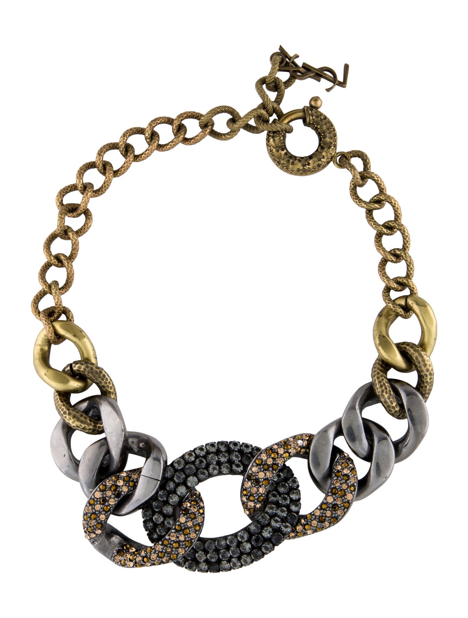 Yves Saint Laurent Gourmette Crystal Collar Necklace