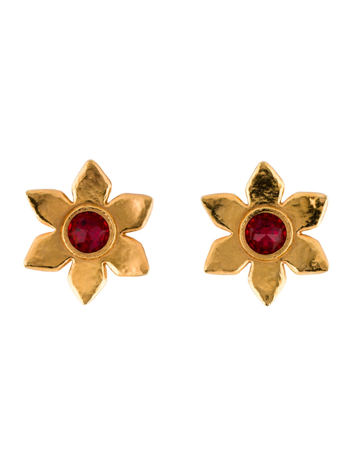 Yves Saint Laurent Vintage Crystal Flower Clip On Earrings