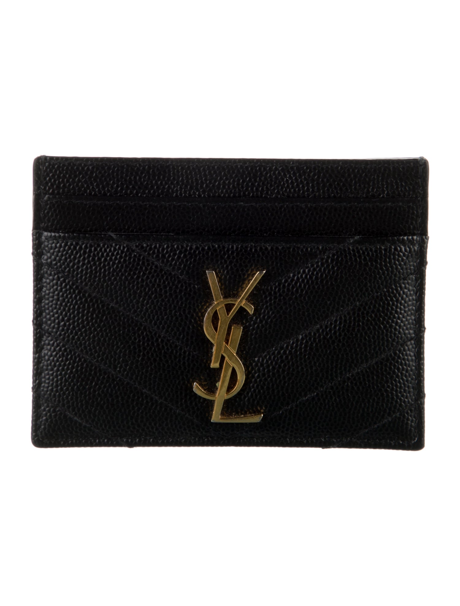 Yves Saint Laurent Monogramme Grain de Poudre Leather Card Case Leather Card Holder