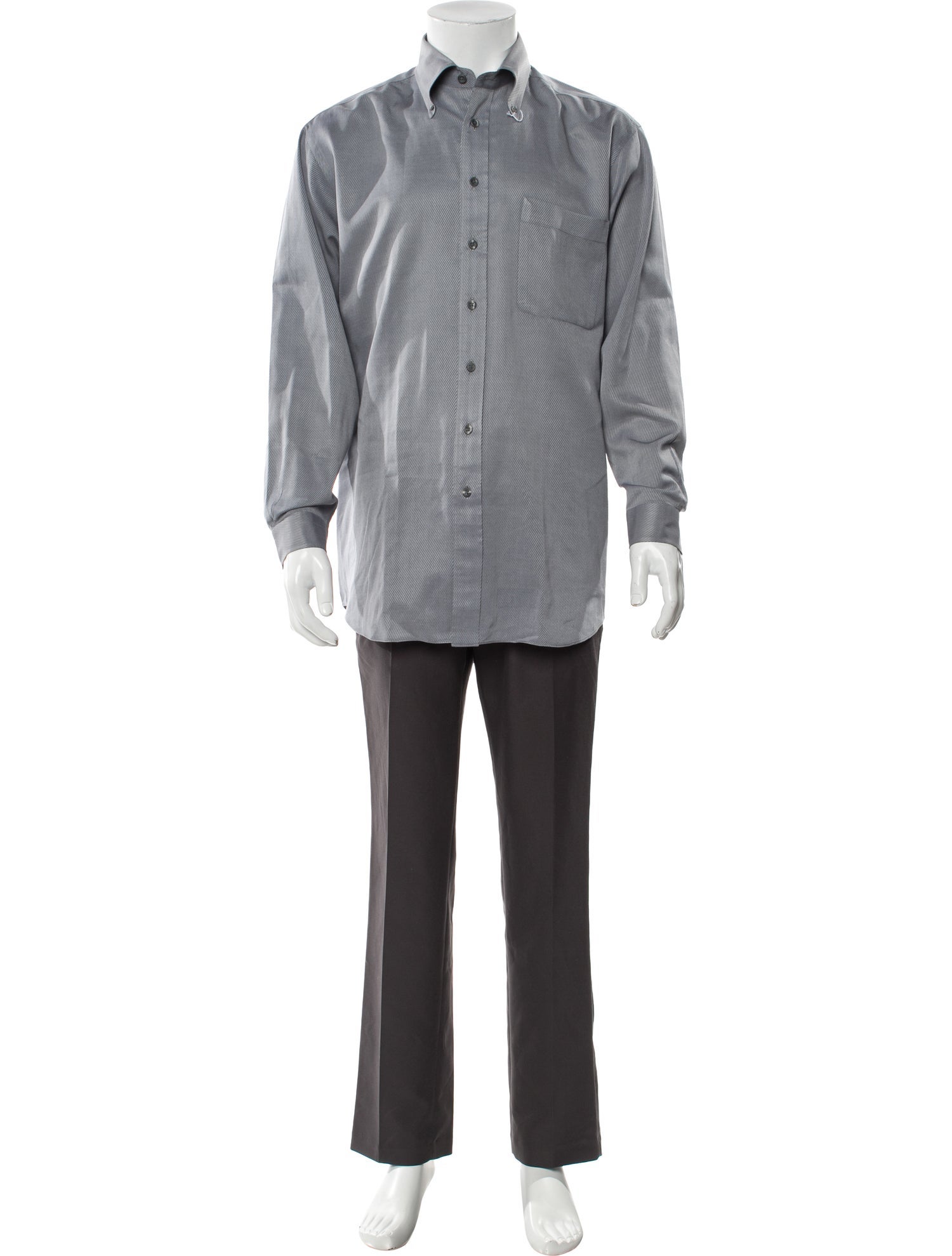 Yves Saint Laurent Plaid Print Long Sleeve Shirt