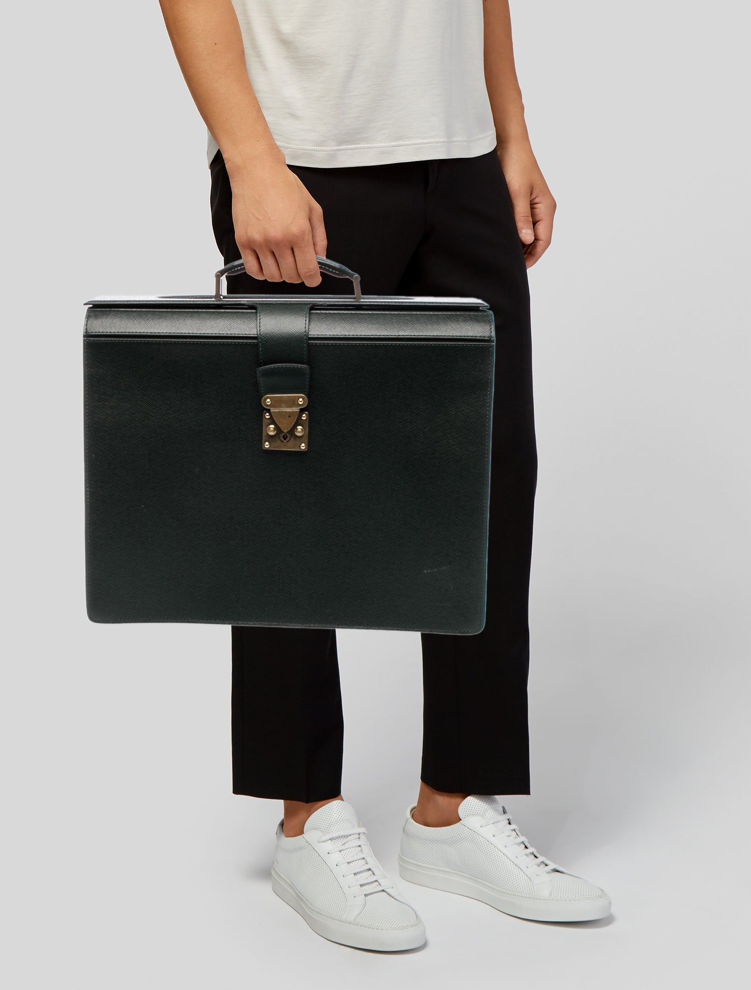 Louis Vuitton Saffiano Leather Taiga Leather Serviette Kourad Vintage