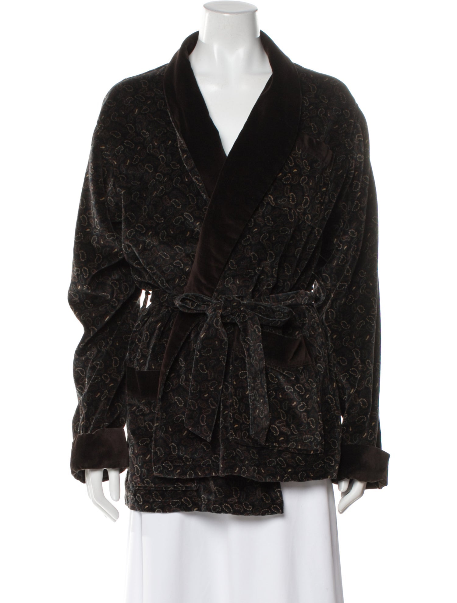 Yves Saint Laurent Paisley Print Faux Fur Jacket