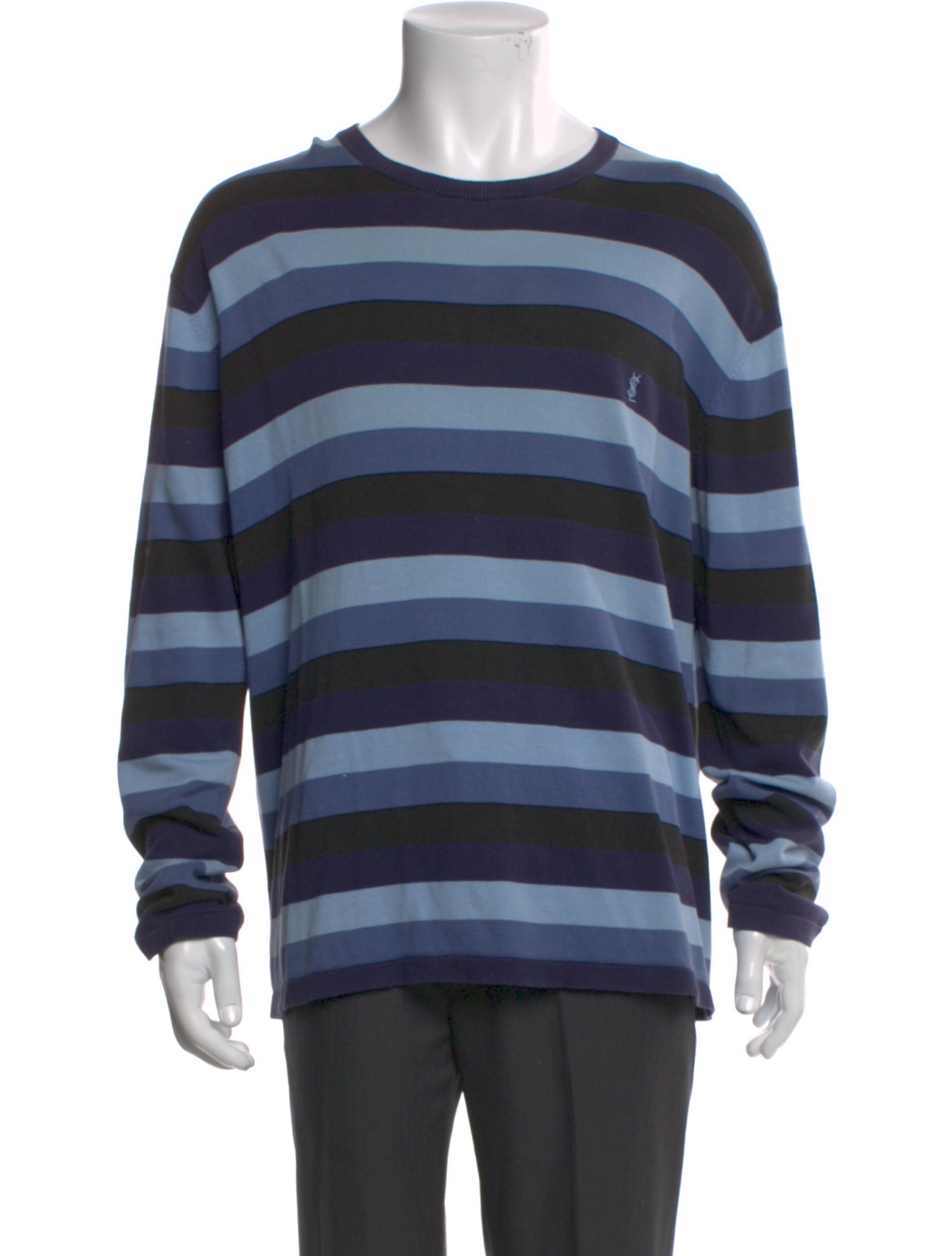 Yves Saint Laurent Striped Crew Neck Pullover