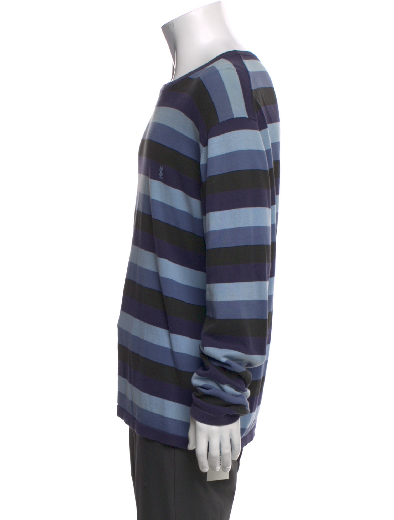 Yves Saint Laurent Striped Crew Neck Pullover
