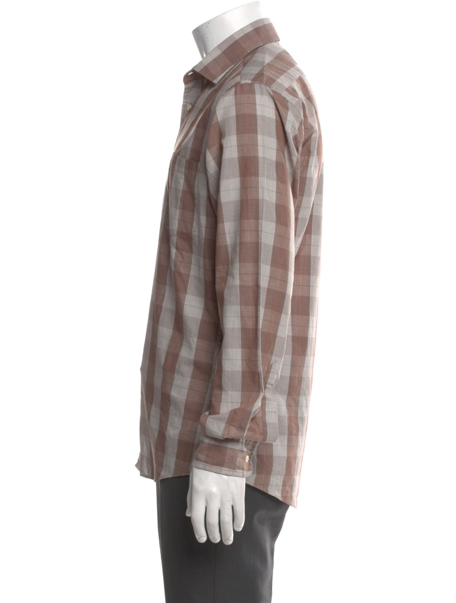 Yves Saint Laurent Plaid Print Long Sleeve Shirt