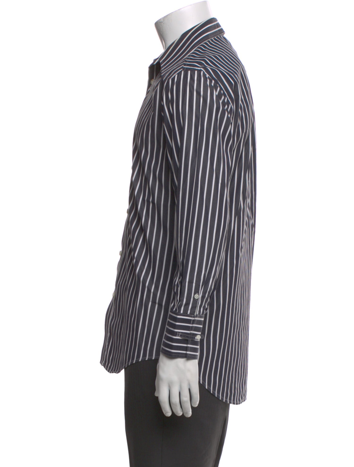 Yves Saint Laurent Striped Long Sleeve Dress Shirt