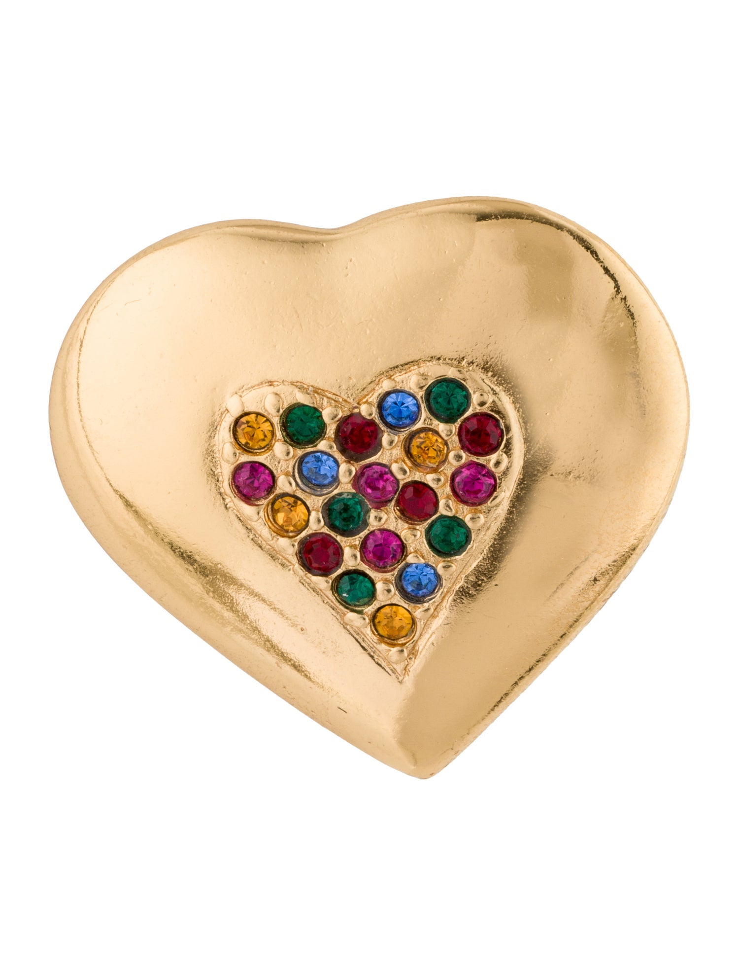 Yves Saint Laurent Vintage Crystal Heart Lapel Pin