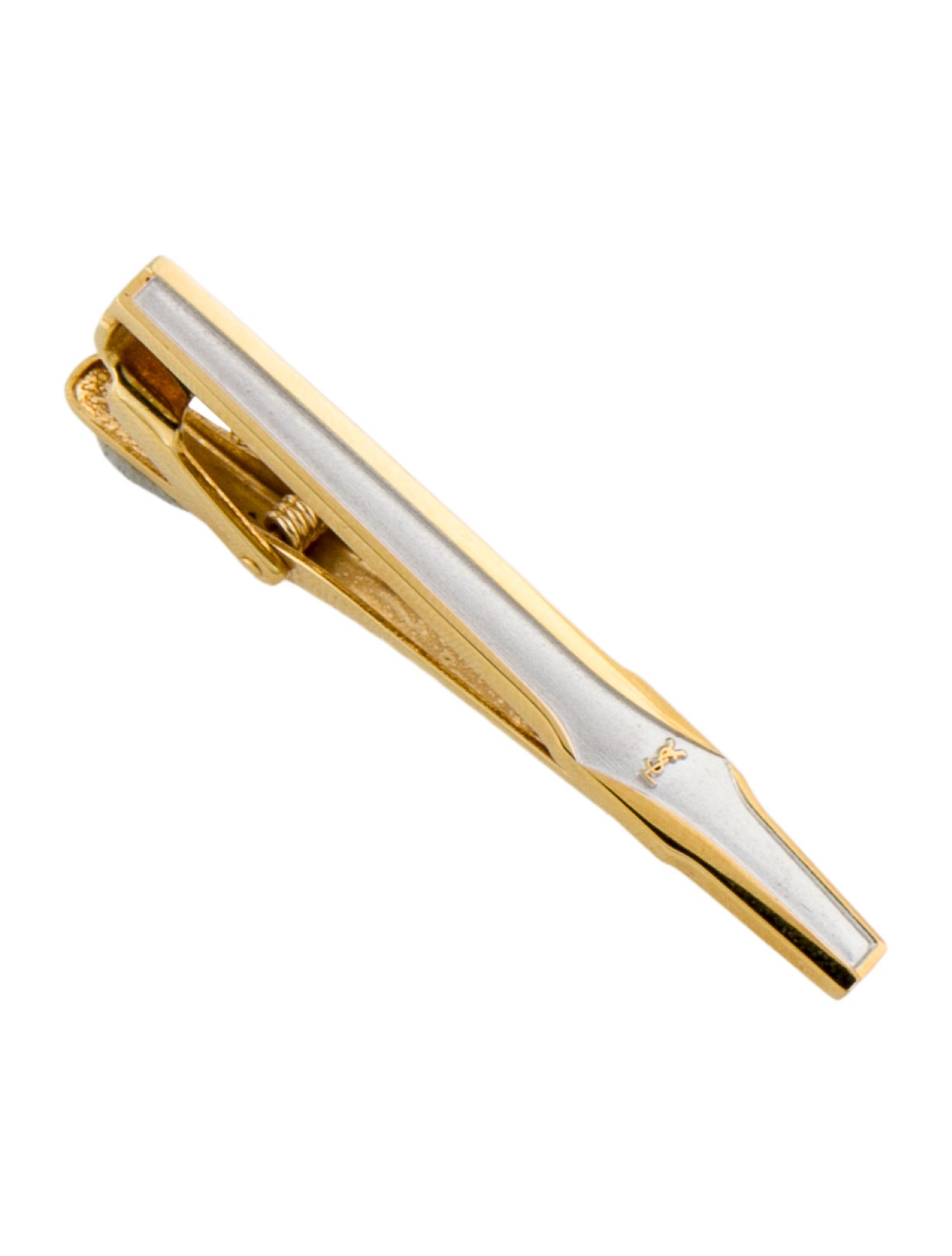 Yves Saint Laurent Two-Tone Logo Tie Clip