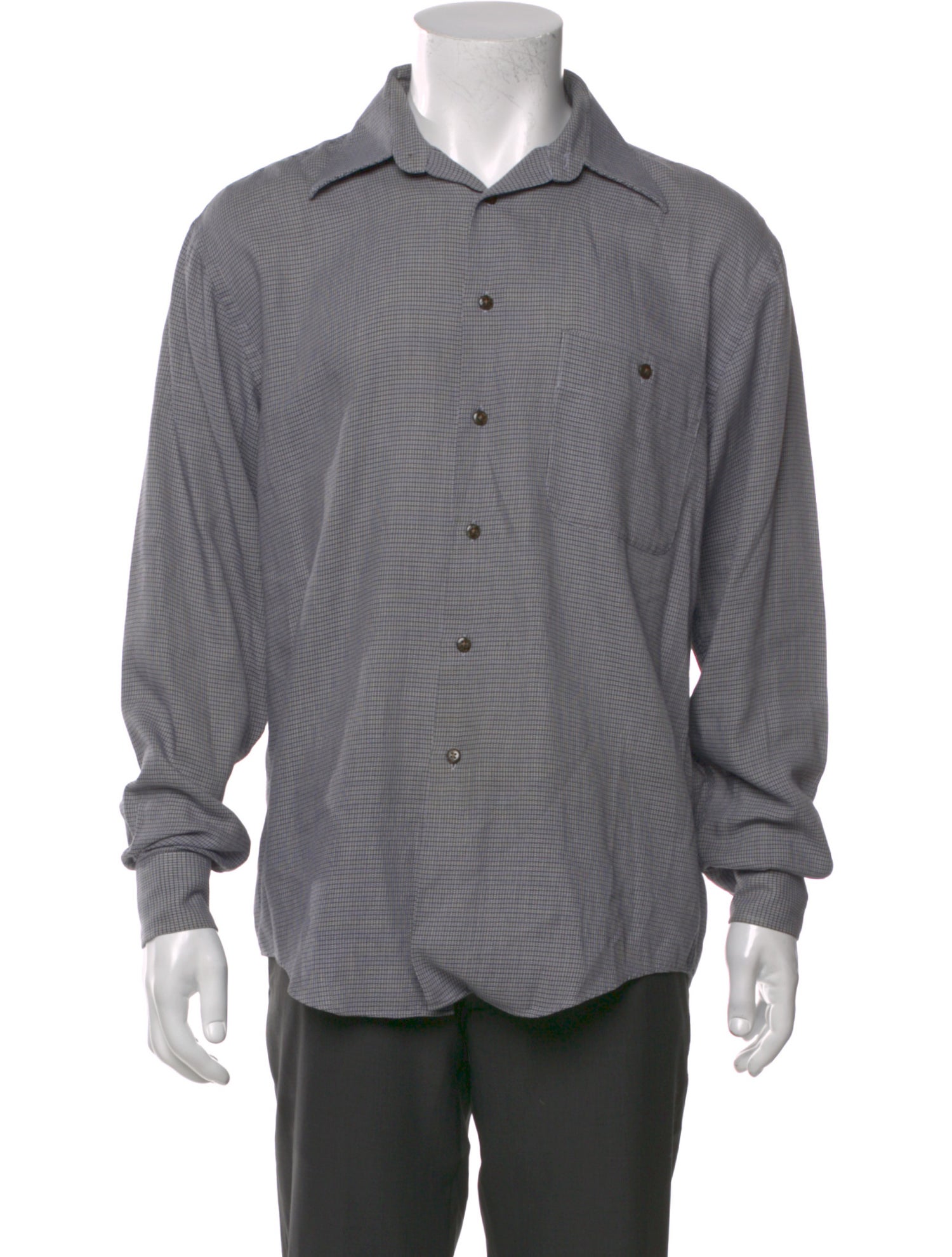 Yves Saint Laurent Plaid Print Long Sleeve Dress Shirt