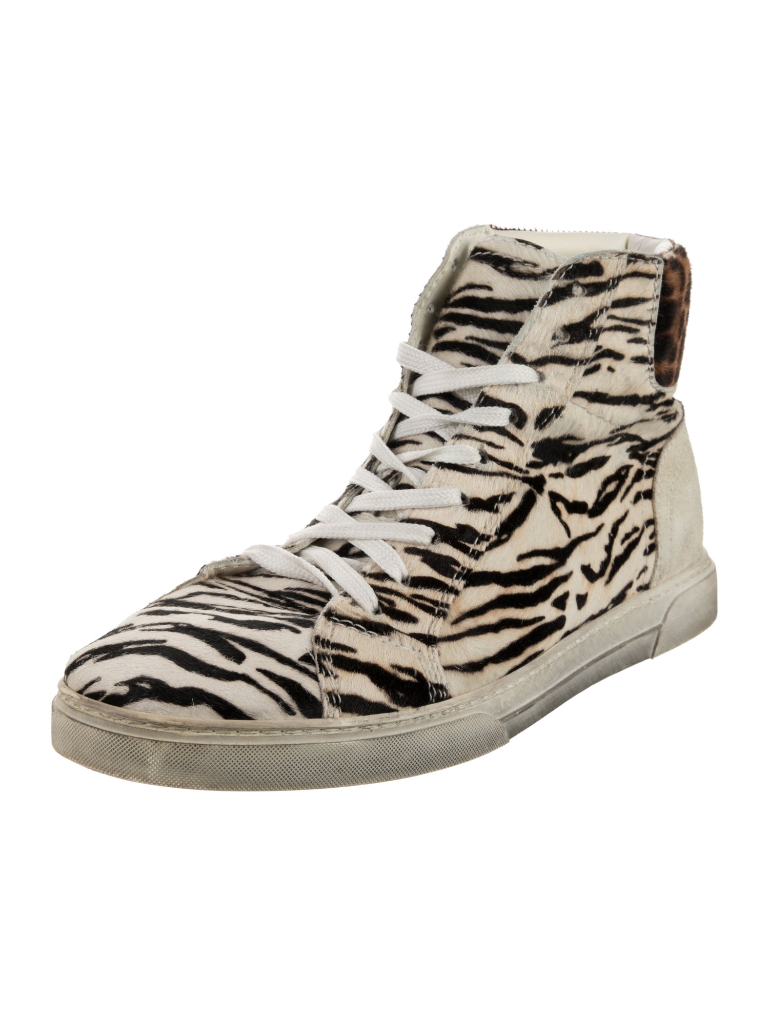 Yves Saint Laurent Ponyhair Animal Print Sneakers
