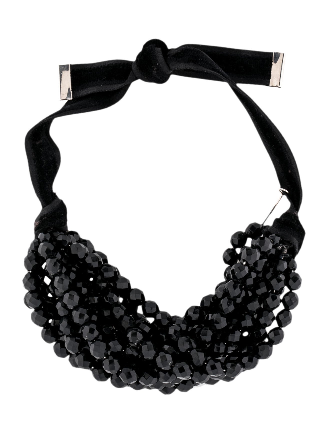 Yves Saint Laurent Black Bead Choker Necklace Necklaces YVE34297