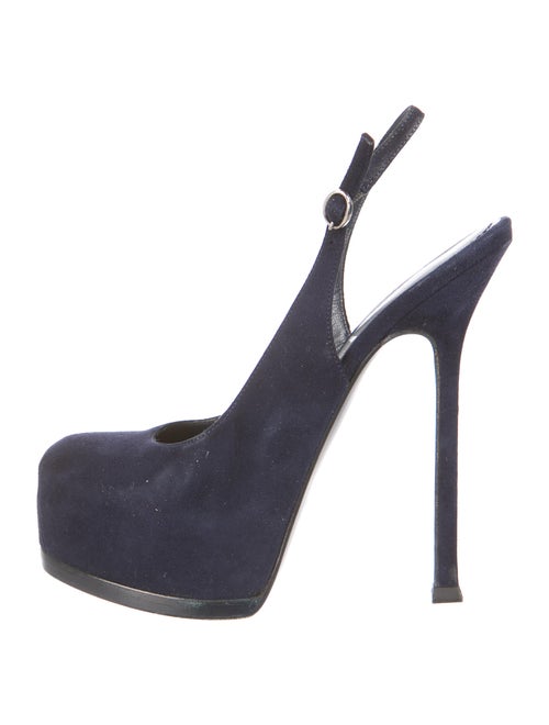 Yves Saint Laurent Suede Slingback Platform Pumps