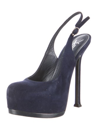 Yves Saint Laurent Suede Slingback Platform Pumps