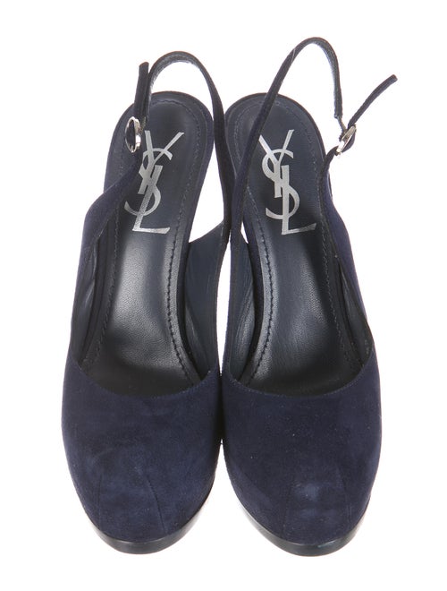 Yves Saint Laurent Suede Slingback Platform Pumps