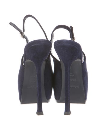 Yves Saint Laurent Suede Slingback Platform Pumps