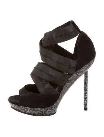 Yves Saint Laurent Suede Multistrap Platform Sandals
