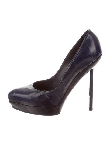 Yves Saint Laurent Eel Skin Platform Pumps